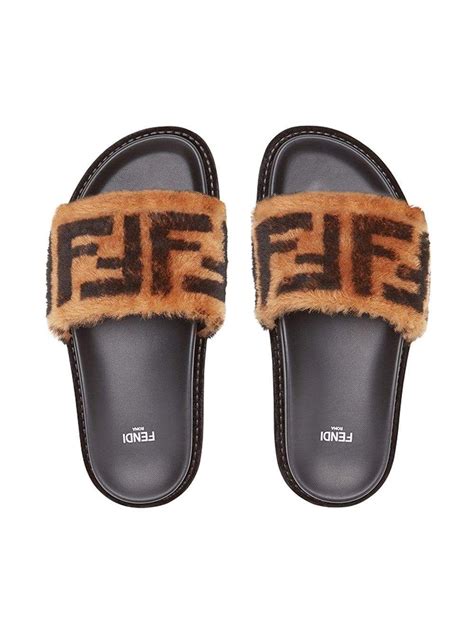 fendi furry slippers|fendi fluffy slippers.